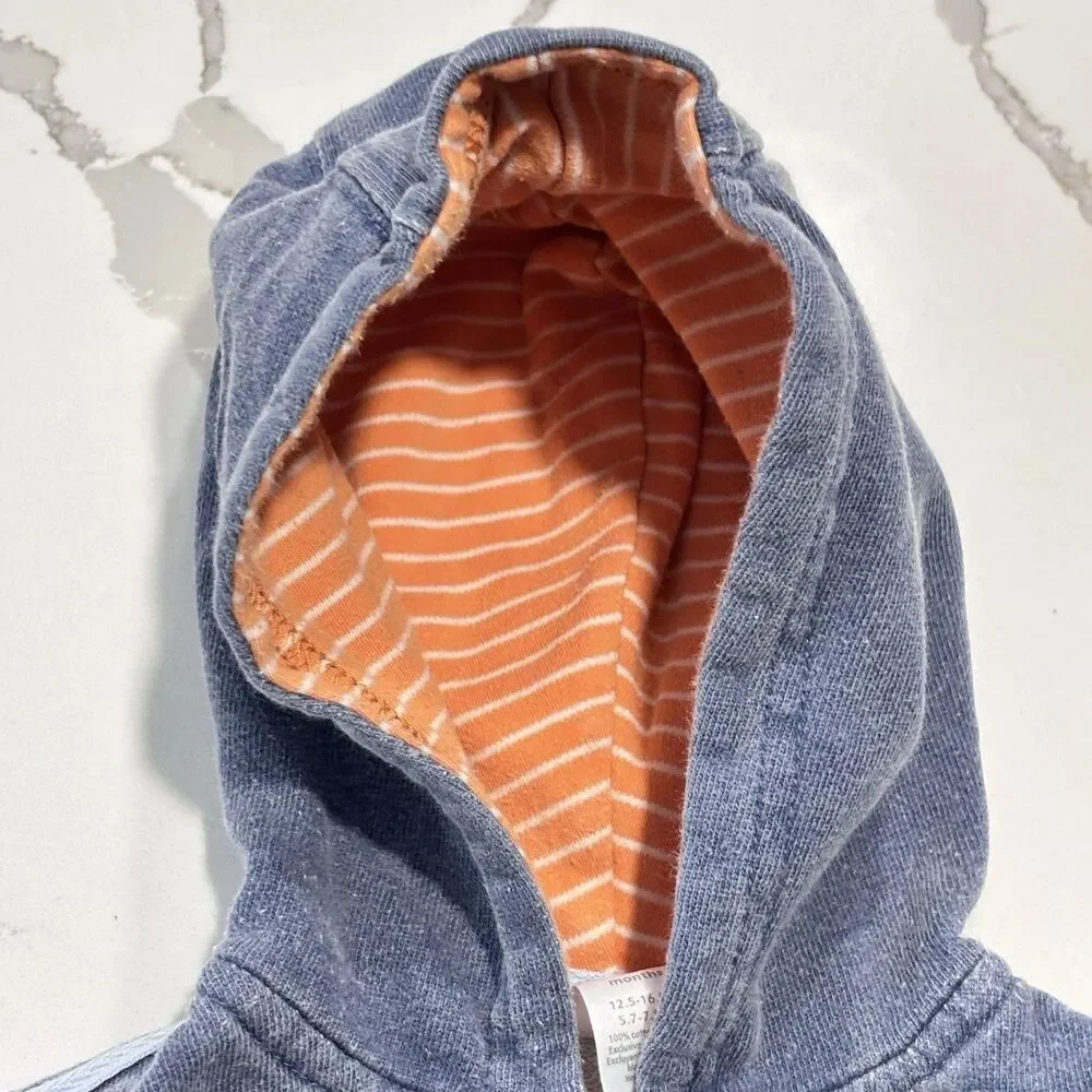 Carter's Infant Baby Boys Blue Orange Full Zip up Team Hoodie Size 6M Sweatshirt